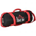 HOMCOM Bulgarian Bag 15kg με 6 ιμάντες για γυμναστική στο σπίτι, το γραφείο και το γυμναστήριο, Ø22x55 cm, Μαύρο και κόκκινο