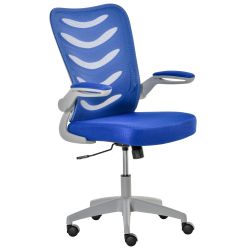 Vinsetto Εργονομική Καρέκλα Γραφείου, Περιστρεφόμενη Πολυθρόνα, Ρυθμιζόμενο ύψος και Ανυψώσιμα Μπράτσα, 58,5x58x94,5-103,5cm, Μπλε