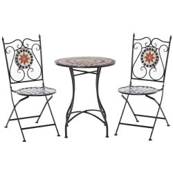 Outsunny Σετ Έπιπλα Κήπου 3 τεμαχίων με 2 πτυσσόμενες καρέκλες και 1 τραπεζάκι σαλονιού, σε μέταλλο και κεραμικό