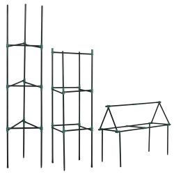 Outsunny 3-Tier Steel and PP Tomato Support for Climbing Plant, Φρούτα και Λαχανικά, 38x38x182 cm, Πράσινο