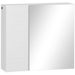 kleankin ντουλάπι καθρέφτη από μοριοσανίδες και γυάλινο μπάνιο με 4 ρυθμιζόμενα ράφια και σχέδιο τοίχου, 48x15x45cm, Λευκό