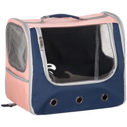 PawHut XS Dog Carrier, Σακίδιο πλάτης σκύλου με 3 σχέδιο εισόδου, δικτυωτό παράθυρα και οπές αερισμού, 42x30x36cm, ροζ και μπλε